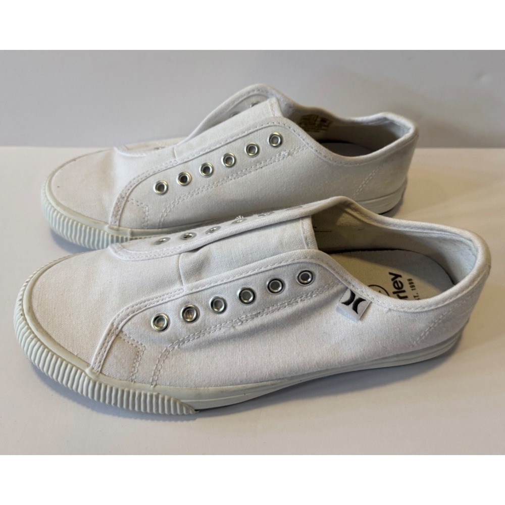 HURLEY Women's Chloe Slip-on Canvas Sneaker Shoes White size 6.5 PRE OWNED - Picture 7 of 7